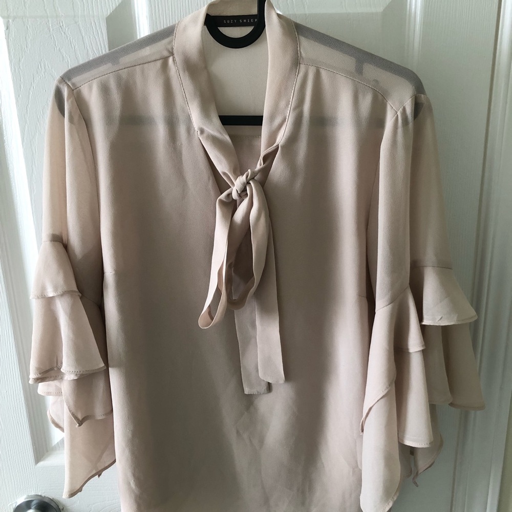 Ruffled Blouse with Tie